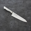 藤次郎 TOJIRO PRO 牛刀 180mm、別角度からの全体画像。職人の手作業による刃付けが生む切れ味。材質はVG10、V金10号。