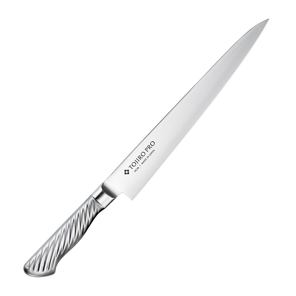 藤次郎 TOJIRO PRO 筋引 240mmの全体画像。型番：F-886。燕三条製包丁。